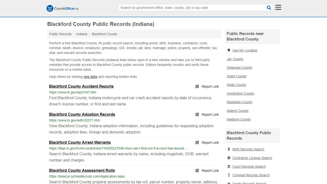 Public Records - Blackford County, IN (Business, Criminal, GIS ...